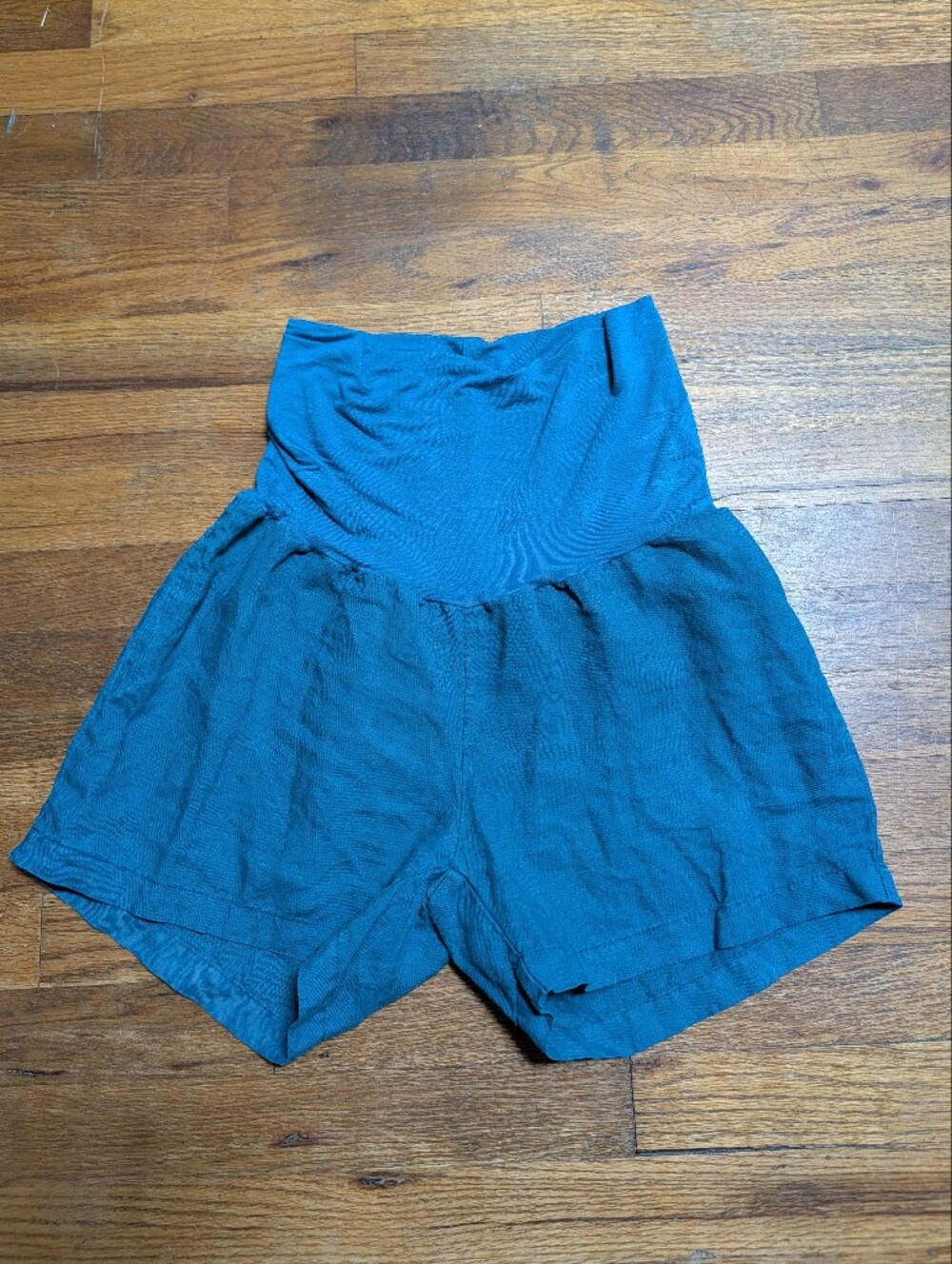 Jolie Womens Teal Linen High Rise Harem Shorts Lightweight Pleated Sz L 7011